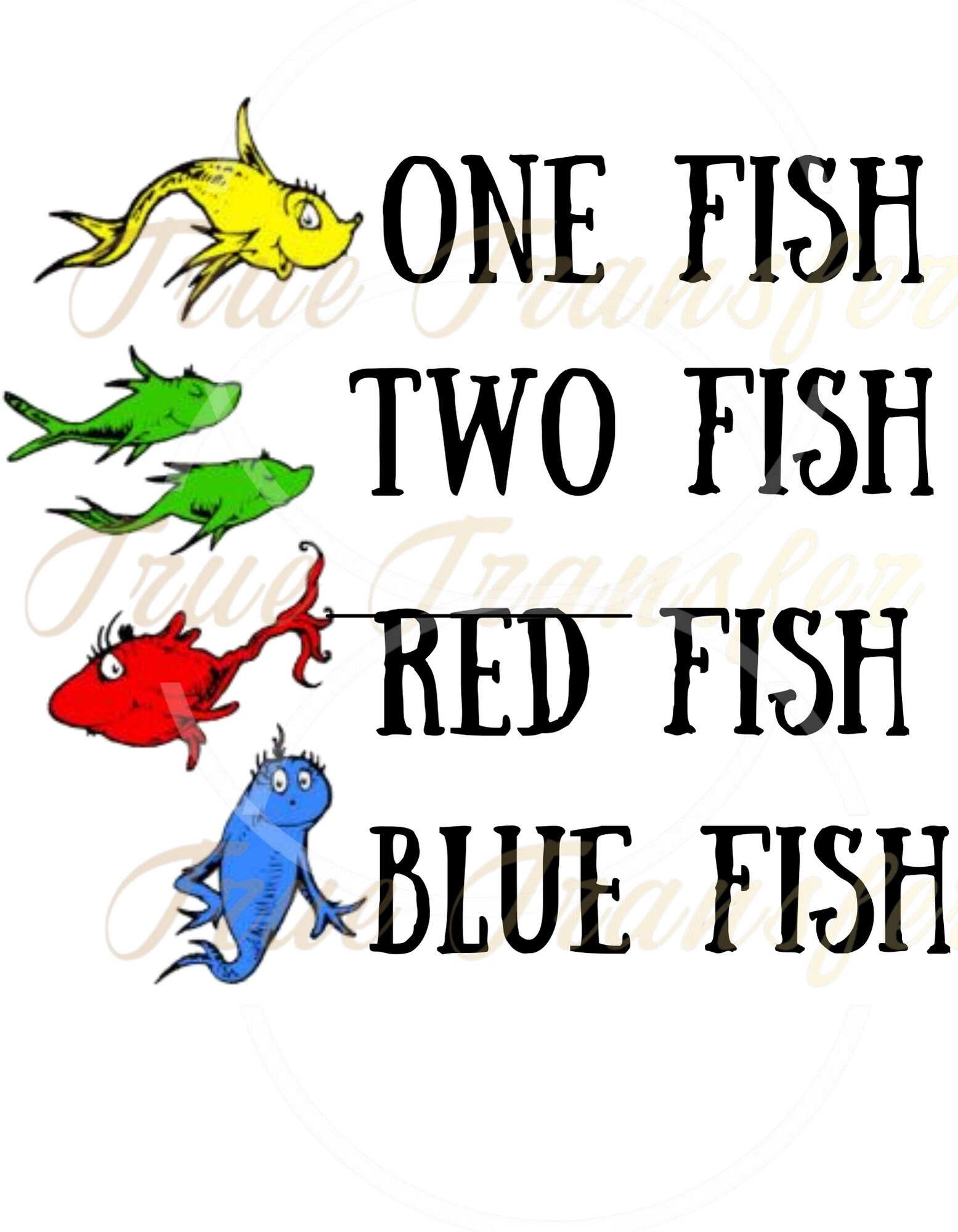 One Fish Two Fish Red Fish Blue Fish Png Cat in the Hat - Etsy