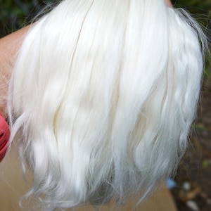 White Alpaca Locks Long & Short - 8" Washed Combed Reroot Doll Wig USA