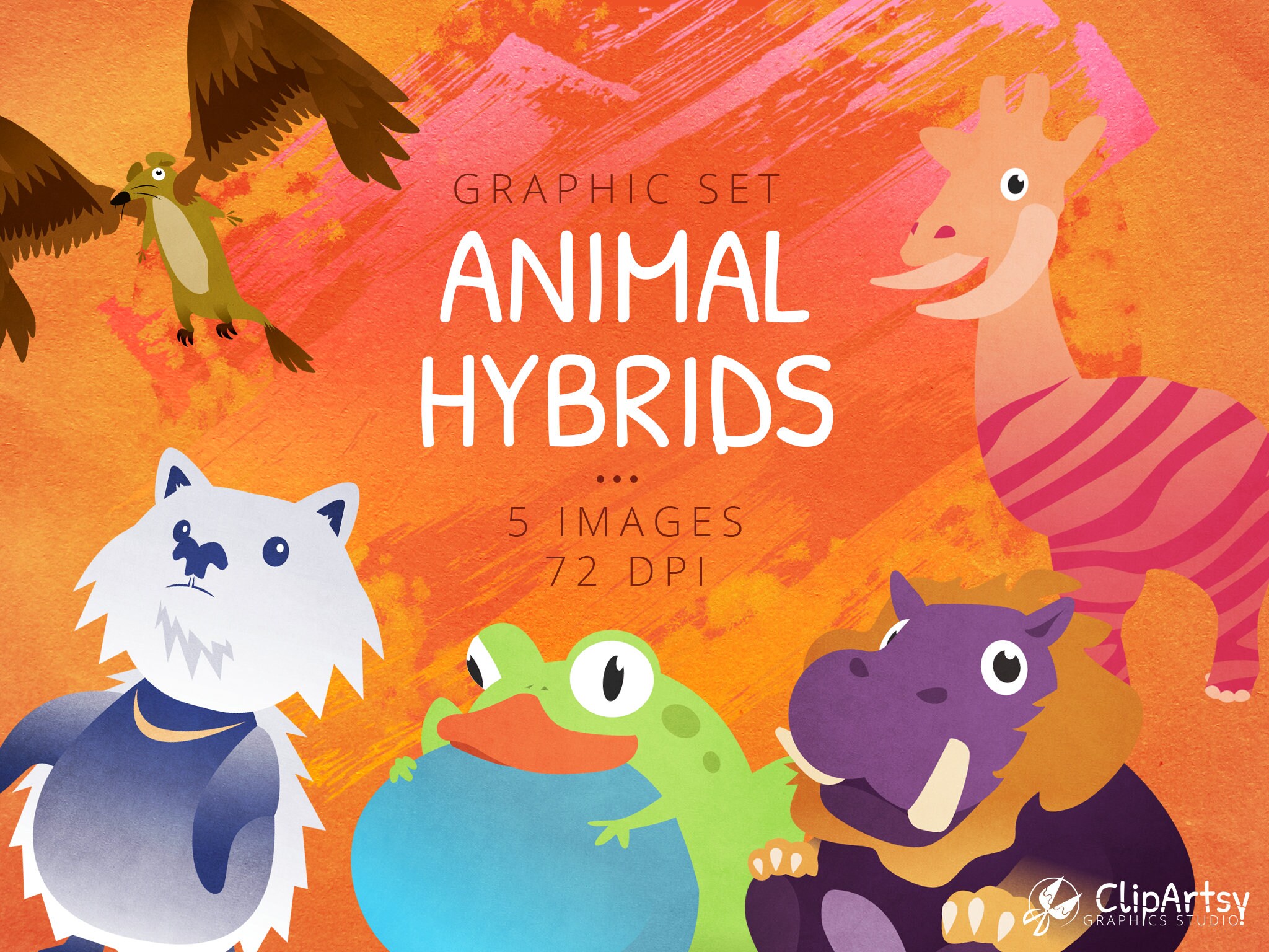 Animal Hybrids Character Clipart | Instant Download | Graphics for Educators & Designers | Adorable | Wacky | Cryptids | Fusion