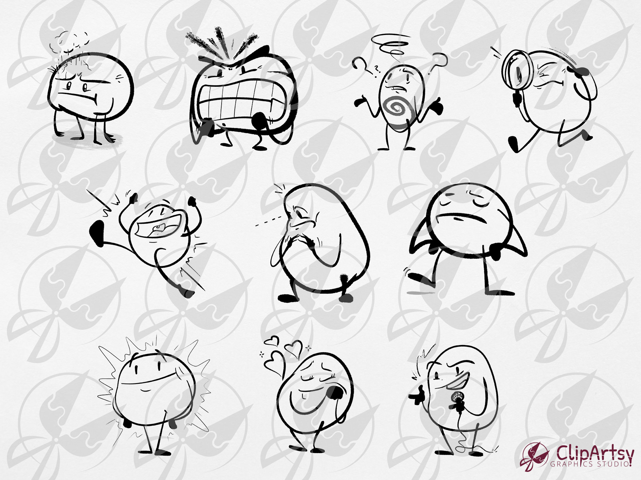Big Moods Emotion Clipart Instant Download Printready Etsy Australia