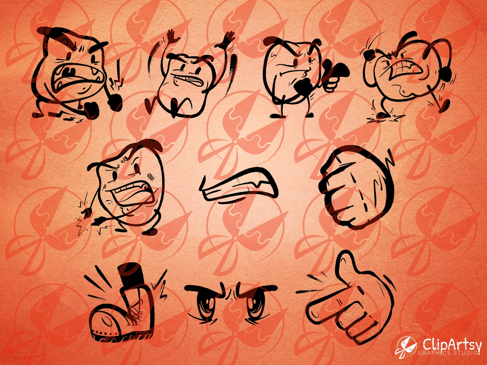 Big Moods ANGRY Emotion Clipart | Instant Download | Print-ready ...