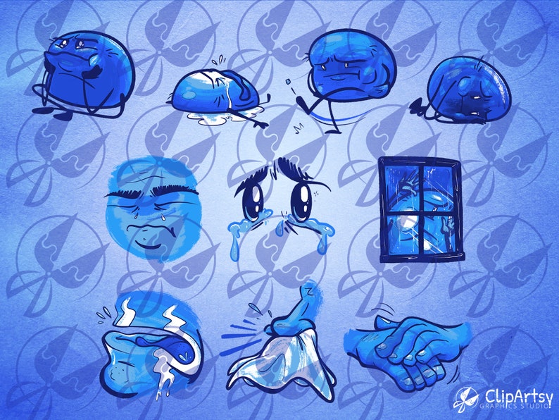 Big Moods SAD Emotion Clipart Instant Download Printready Graphics for