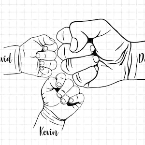 Set di pugni personalizzati per papà in formato SVG, pugni per papà per neonati e bambini, mano del padre, famiglia in formato SVG, design per la festa del papà, regalo per la festa del papà
