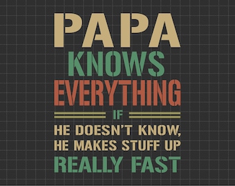 Papa Knows Everything, If He Doesn't Know, He Makes Stuff Up Svg, Call Me Papa Svg, Papa Svg, Grandfather Svg, Fathers Day Gift