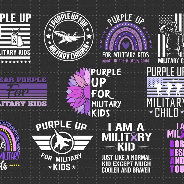 Bundle vétéran de l’armée américaine, Purple Up militaire enfant Svg, militaire soldat Svg, violet drapeau américain, fière famille militaire, enfant militaire