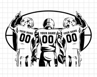 Three Football Players Svg, Personalized Name, Football Team Svg, Football Shirt, Football Season, Png Eps Dxf