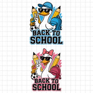 Boy Girl Back To School Png, Goose First Day Of School Png, Kids Back To School Png, Funny First Day Of School Design, School Goose Png