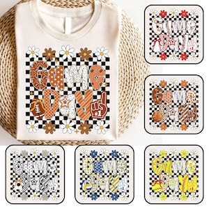Pacote PNG de Dia de Jogo, Sublimação de Mãe Esportiva Xadrez, Mãe de Basquete PNG, Mãe de Beisebol PNG, Design de Camisa de Mãe para Dia de Jogo, Temporada de Touchdown
