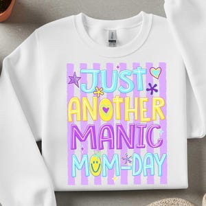Striped Just Another Manic Mom Day PNG, Preppy Mother's Day Png, Motherhood Humor Png, Mom Life Png, Coquette Mom Brushstroke, Gift For Mom image 4
