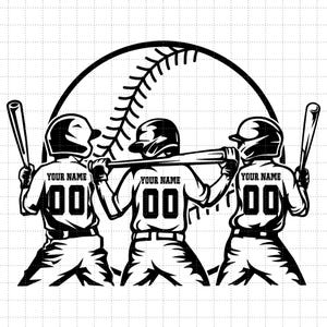 Nome personalizado Três jogadores de beisebol PNG SVG, Nome personalizado, Nome de beisebol Svg, Design de beisebol, Temporada de beisebol Dxf Svg