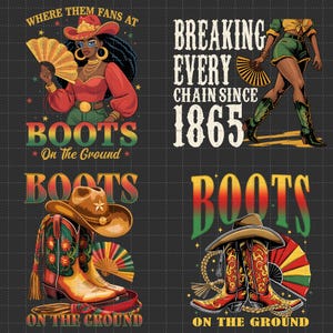 Juneteenth png-bundel, Western Juneteenth png, cowboylaars Juneteenth png, zwarte cowgirl png, Boots On the Ground png, Black History Month