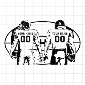 Dois jogadores de futebol Svg, nome personalizado, nome de futebol Svg, camisa de futebol, clipart da temporada de futebol, png eps dxf