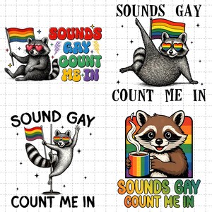 Paquete de Orgullo LGBT (PNG), Mapache (PNG) con sonidos gay, Mes del Orgullo LGBTQ (PNG), Gay Queer (PNG), Sublimación LGBT (PNG)