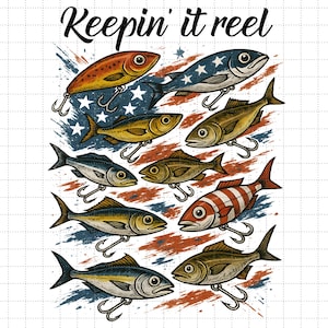 Drapeau de l'Amérique poisson Png, Keepin' it reel Png, Hooker png, Retro America Png, Funny 4 juillet PNG Sublimation, Png patriotique, Png de pêche