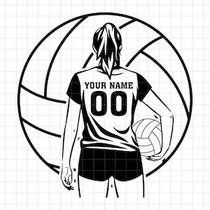 Pallavolo in formato SVG, Nome personalizzato, Giocatrice di pallavolo in formato SVG, Giocatrice di pallavolo in formato SVG, Ragazza pallavolo in formato SVG per Cricut Volleyball Team in formato SVG
