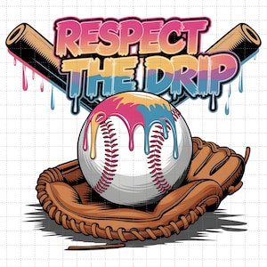 Respeto retro al goteo de béisbol Png, helado de béisbol Png, béisbol divertido Png, diseño de camiseta para amantes del béisbol, humor de béisbol Png