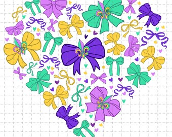 Coquette Mardi gras heart png, Mardi Gras PNG, Fleur De Lis coquette Png, Brushstroke Mardi Gras Png, Mardi Gras Coquette Png, Louisiana png