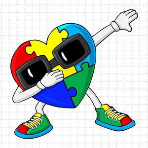 Dabbing Autism Heart Svg, Quebra-cabeça Svg, Apoio ao Autismo Svg, 2 de abril Svg, Conscientização sobre Autismo Svg, Citações sobre Autismo, Seja Gentil Svg