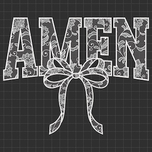 Lazo de encaje floral Amén Coquette Png, Amén Varsity Png, Pascua Png, Pascua Jesús Png, Amén Png, Versículo bíblico, Pascua cristiana Png, Encaje Pascua