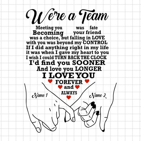 Custom Name We Are A Team Promise Hand In Hand Svg, Anniversary Gift Husband And Wife, Anniversary, Husband and Wife Svg, Valentine's Couple