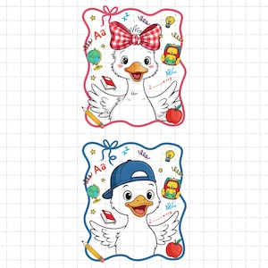 Personalized Kids Goose Back to school Png, Coquette Silly Goose Kids, Funny Goose for Kids Png,  Back To School Girl, Boy School Goose Png
