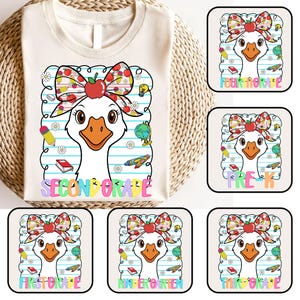 Lot de png pour la rentrée des oies rigolotes, conception d'oie pour enseignant, png pour la maternelle, sublimation de niveau scolaire, OIE pour la première journée de l'école