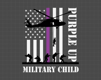 Purple Up Military Child Army Helicopter Svg, Military Soldier Svg, Purple Up Svg, Veteran Of US, Proud Military Family, Military Child Svg