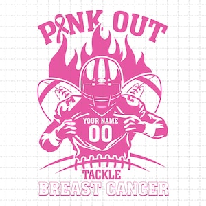 Piłka nożna Svg, Pink Out Tackle Breast Cancer, Cancer Awareness Svg, Fight Breast Cancer Flag Svg, Football Player Svg, Png Dxf Jpg Eps
