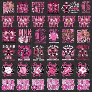 Bundle Sport Pink Out Png, Piłka Nożna Raka Piersi, Świadomość Raka Piersi, Różowa Wstążka, Dzień Gry, Brokat Tackle Cancer, Piłka Nożna Pink Out