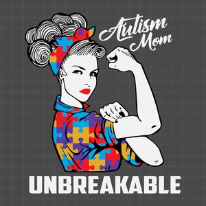 Mãe Autista Inquebrável Svg, Peça de Quebra-Cabeça Svg, Apoio ao Autismo, 2 de Abril Svg, Conscientização sobre Autismo Svg, Seja Gentil Svg