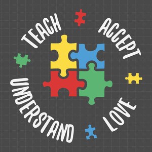 Professor de Autismo: Ensine a Aceitar o Amor (SVG), Peça de Quebra-Cabeça (SVG), Apoio ao Autismo, 2 de Abril (SVG), Conscientização sobre Autismo (SVG), Seja Gentil (SVG)