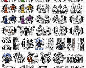 40 Football Players Svg, Personalized Name, Football Name Svg, Football Shirt, Football Season, Cheerleader Svg, Png Eps Dxf