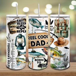 Fishing Dad 20oz skinny beker sublimatieontwerp, citaat visser rechte wrap png, haspel coole vader bas vis beker wrap, digitale download