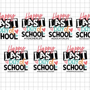 Glücklicher letzter Tag der Schuls-Svg-Bundle, Hallo Sommer-Svg, Sommerpause-Svg, Auf Wiedersehen Schule Hallo Sommer, Abschluss-Svg, Out für den Sommer