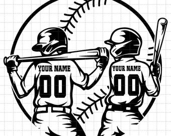 Personalized Name Two Baseball Players PNG SVG, Personalized Name, Baseball Name Svg, Baseball Design, Baseball Season Dxf Svg