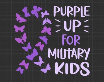 軍人の子供のための紫色のリボンの蝶 SVG、米国陸軍の退役軍人、誇り高い軍人の家族、軍人の子供、愛国的な軍人 SVG