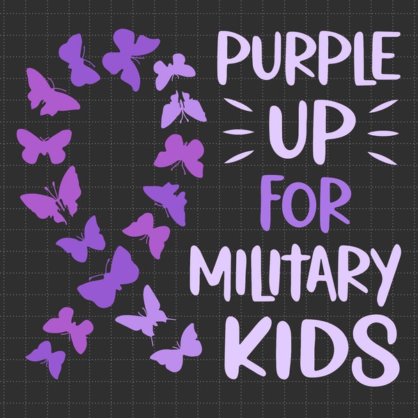 Purple Ribbon Butterflies Purple Up For Military Kids Svg, Veteran Of US Army, Proud Military Family, Military Child, Patriotic Military Svg