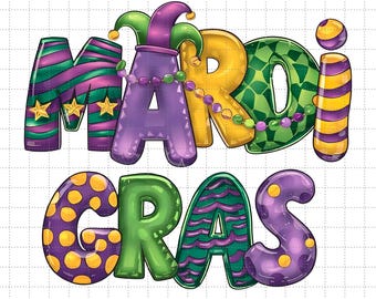 Retro Mardi Gras PNG, Fleur De Lis Png, Mardi Gras Shirt Design, New Orleans Png, Mardi Gras Beads PNG, Louisiana Png, Glitter, Brushstroke