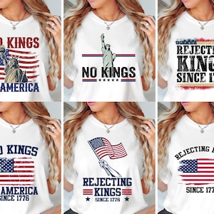 Rejeitando Reis Desde 1776 PNG, Nenhum Rei na América PNG, Camiseta de Protesto PNG, Pró-Democracia PNG, Anti-Maga, Anti-Trump, FDT, Download Digital