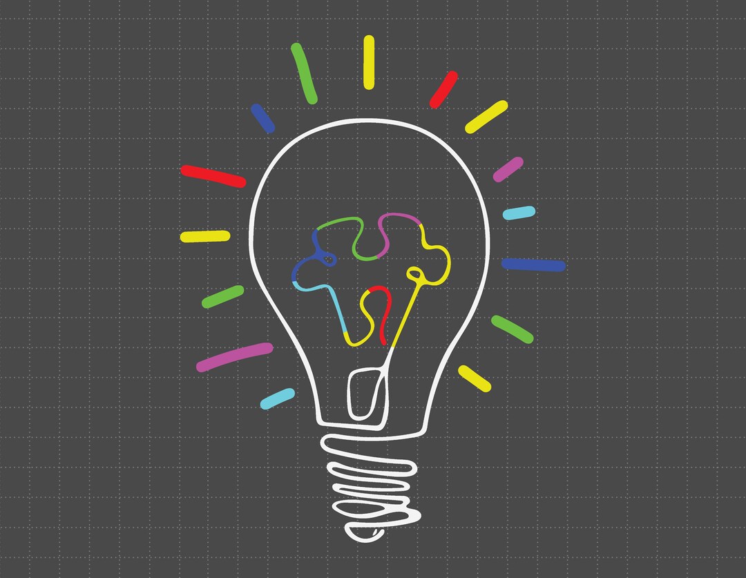 Autism Light Bulb Svg, Puzzle Piece Svg, Autism Support, 2nd April Svg ...