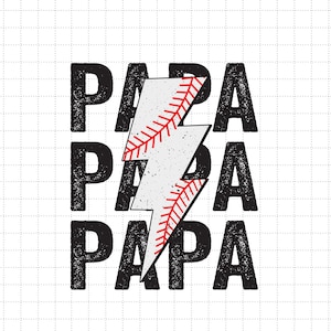Baseball Papa Svg, Sports Papa Svg, Baseball Dad Svg, Camisetas Papa, Baseball Svg, Distressed Lightning Bolt Dad Svg, Dia dos Pais Svg