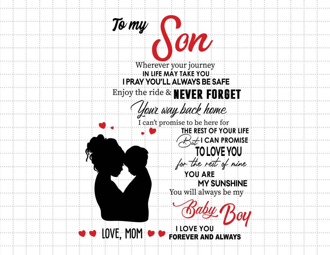 To My Son, You Are My Sunshine, My Baby Boy, I Love You Forever Svg