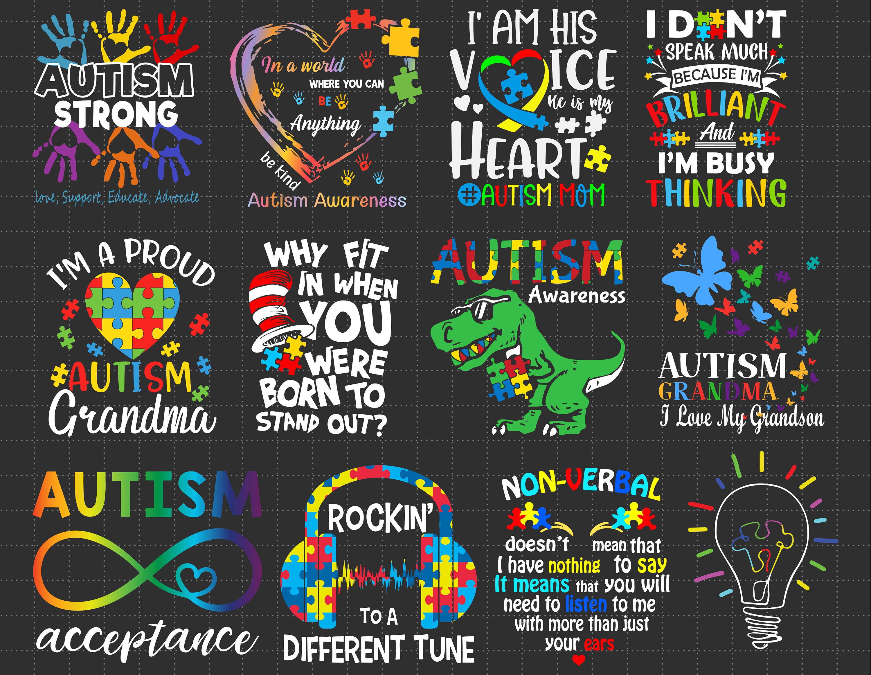 Autism Awareness Svg Bundle , Autism Strong Love, Autism Heart Puzzle ...
