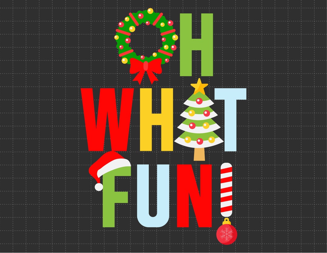 Oh What Fun Christmas Svg Png, Mistletoe Svg, Wreath Christmas Svg