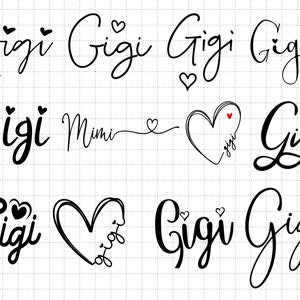 Gigi Heart Bundle Svg, Grandma, Nana, Mimi, Gigi Svg, Happy Mother Day, Mother&#39;s Day Svg, Mom Life, Motherhood Svg