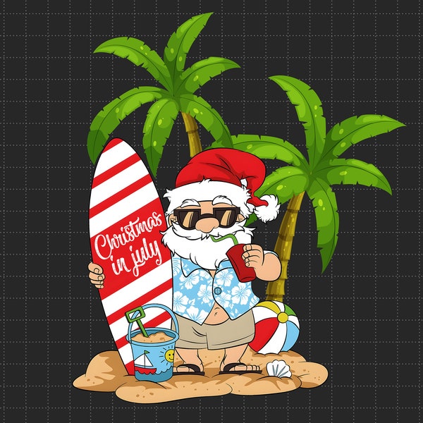 Christmas In July Summer Beach Png, Summer Vibes Png, Beach Vacation Png, Holiday Png, Tropical Png, Png Files For Sublimation