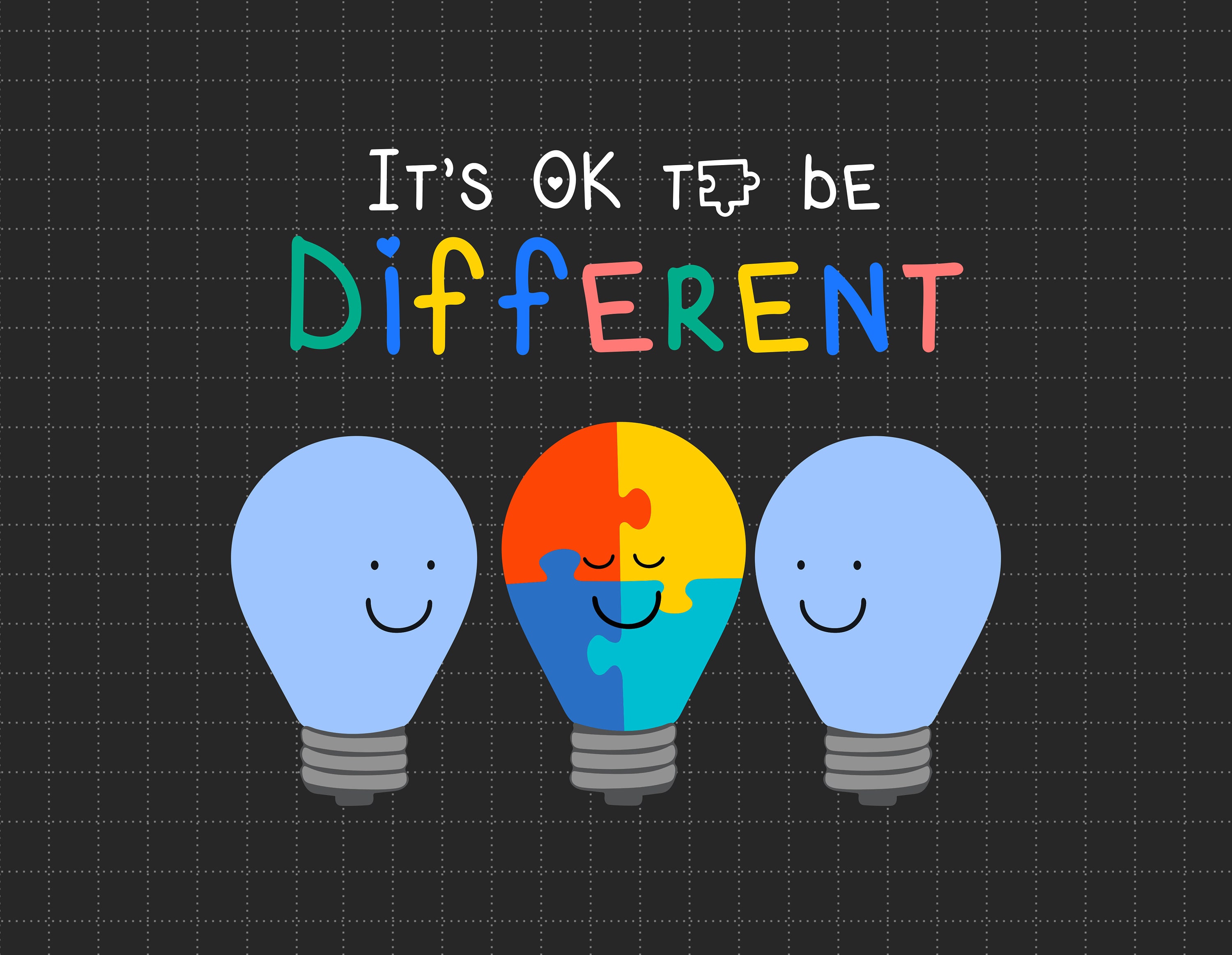 It's OK to Be Different Svg Autism Light Bulb Svg Puzzle | Etsy