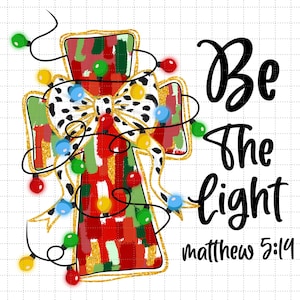 Pincelada de Glitter Colorido, Cruz, Pontos Dálmatas, Laço, Seja a Luz, Mateus 5:14 PNG, Versículo da Bíblia, Natal Cristão Retrô, Natal Religioso