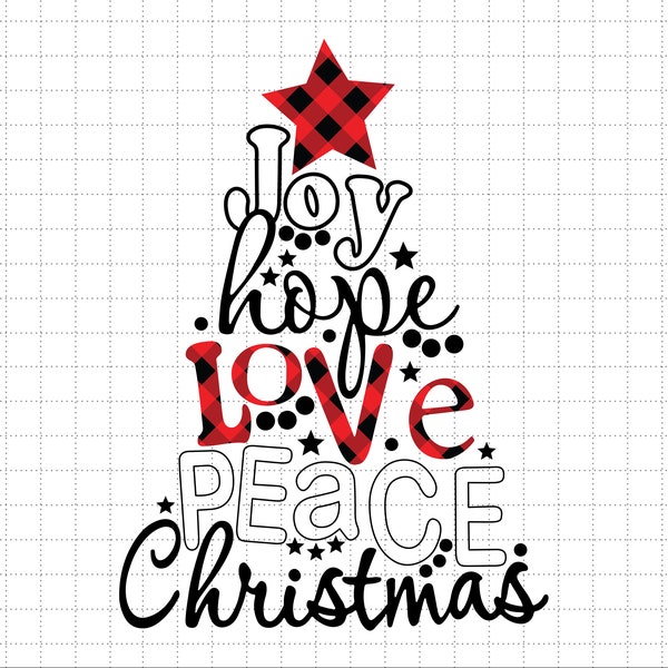 Christmas Tree Joy Hope Love Peace Svg Png, Funny Christmas Svg, Xmas Svg, Holiday Season Svg