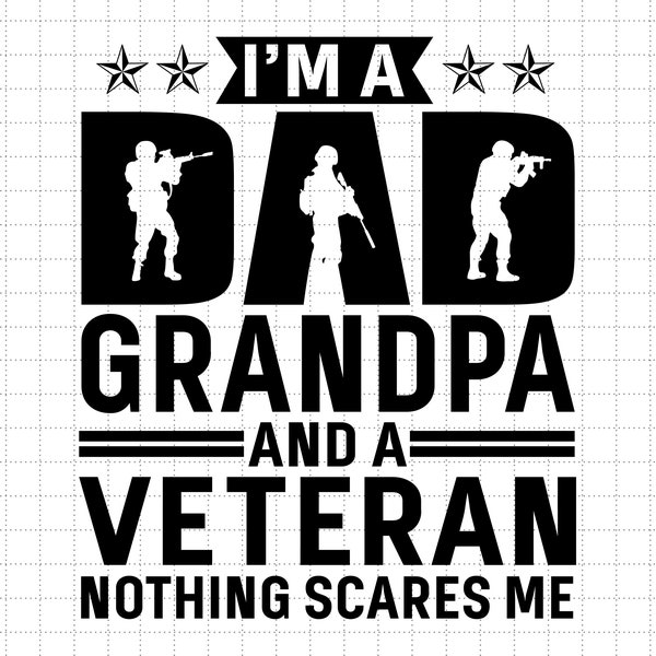 I'm A Dad Grandpa And A Veteran Nothing Scares Me Svg, Father Day Gift, Gift For Dad, Papa, Grandpa, Svg, Png Files For Cricut Sublimation